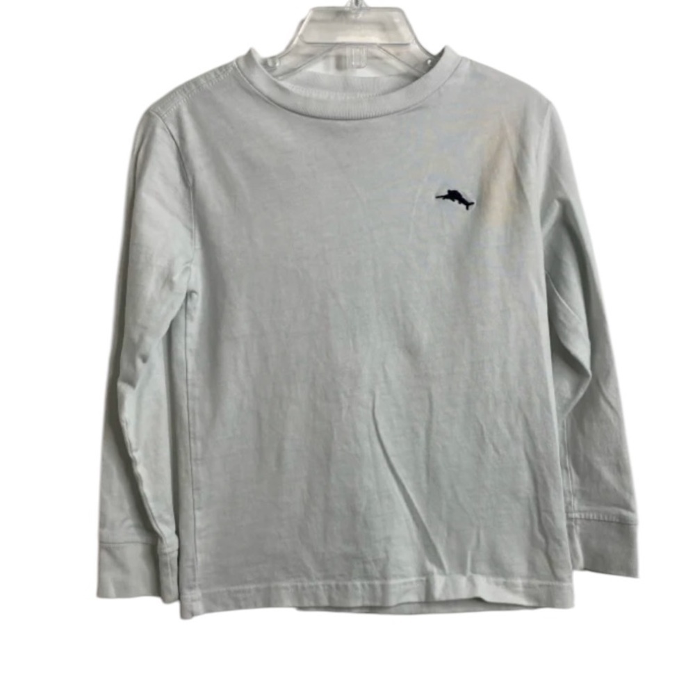 TOMMY BAHAMA Marlin Logo long sleeve T Shirt Gray Solid with Flecks 3-4 Boys EUC